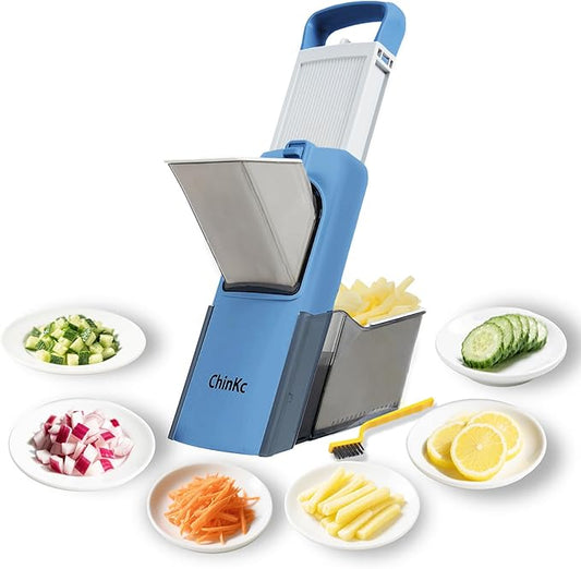 Upgrade Safe Mandoline Slicer for Kitchen, Adjustable Vegetable Food Chopper Potato Fries Cutter, Removable, with Draining basket, Kitchen Chopping Artifact, Gift