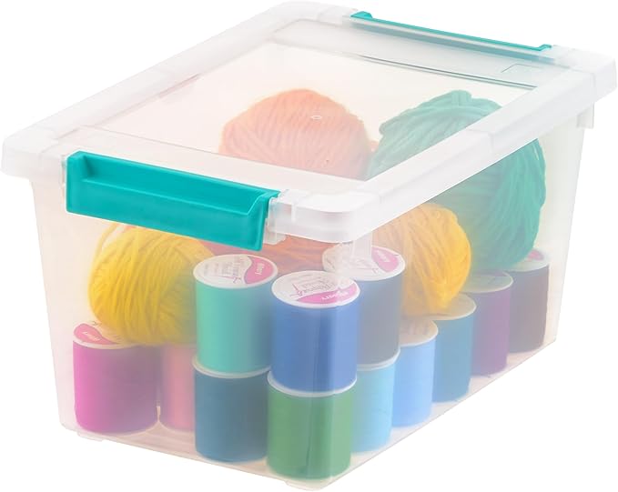 IRIS USA 4 Qt. Small Plastic Storage Bins with Lids, 6 Pack, Clip Box Containers for Craft Storage, Organizing Tote Sensory Bins for Home, Office & Art Supplies, Stackable, Clear