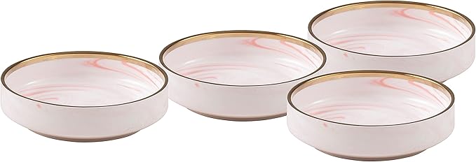Fine China Artisan Marbled 20pc Dinner Set, Pink with Gold