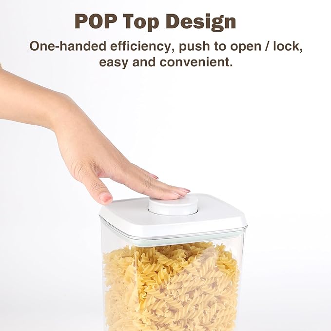 4 Pcs Large Pop Airtight Food Storage Containers Set with Lids, 4.2Qt/4L Food Containers with Scoop, Kitchen Pantry Organization and Storage, BPA Free Stackable Cereal Container (4 * 4.2Qt)