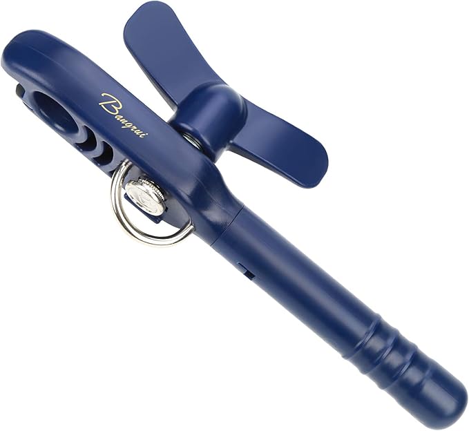 Home Kitchen Restaurant Safety Bottle Jar Wine Manual Can Opener&Bangrui Professional 4-in-1 Can Opener keeps smooth edges. With a corkscrew folded in the lever. Best Gadget for Kitchen Use (Blue)