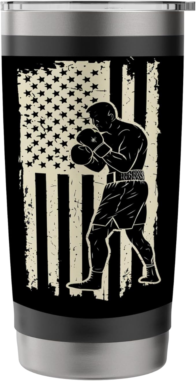 American Flag Boxing Patriotic Boxer Stainless Steel Insulated Tumbler