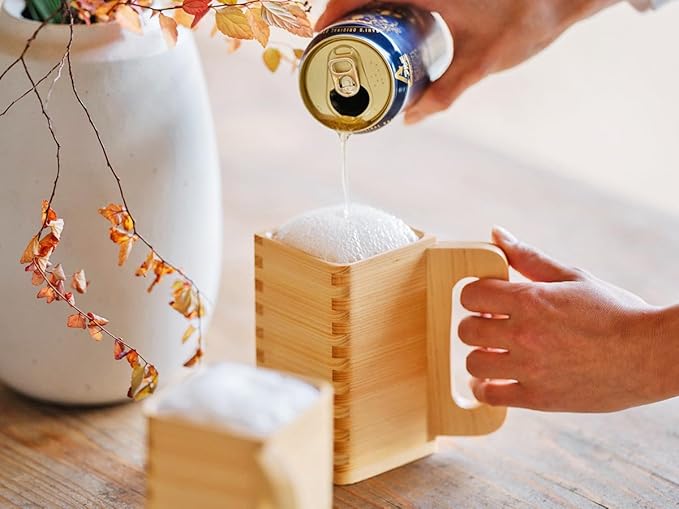 Masu Beer Mug – Handmade Hinoki Cypress Wooden Beer Cup – Made in Japan