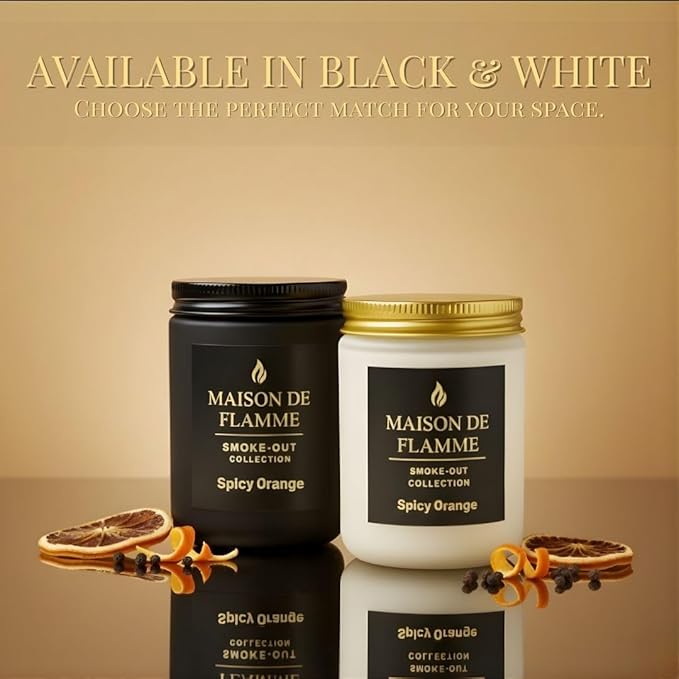 Spicy Orange Odor-Eliminating Scented Candle, 200g/7oz White Jar – Long-Lasting Soy Wax Blend Candle for Smoke, Kitchen & Pet Odors