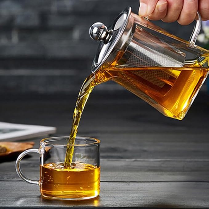 Homoyoyo Tea Kettle Stovetop Whistling Glass Tea Pot Strainer 950ml Infuser Teapot Kettle for