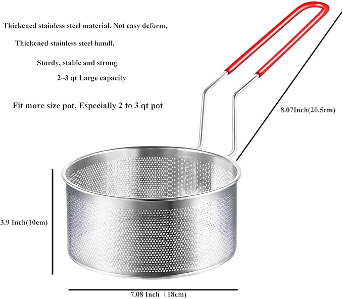 Tenta Kitchen 18/8(304) Stainless Steel Large Fine Mesh Strainer Micro-Perforated Flat Buttom Colander Stainless Steel Punched - Designed for Chef Commercial and Your Home 7.1 Inch/18 cm Diameter