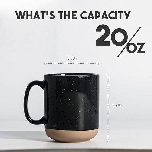 harebe 20 OZ Large Coffee Mug, Ceramic Tea Cup for Office and Home, Big Capacity with Handle, Microwave & Dishwasher Safe Cups for Men Women Mug Lovers, Black