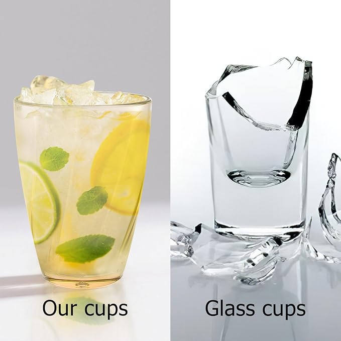 Topsky 12-ounce Plastic Water Tumblers | Set of 4 Colorful Unbreakable Drinking Glasses Clear Acrylic Reusable Juice Wine Cups for Home Picnic Party, Dishwasher Safe,Stackable