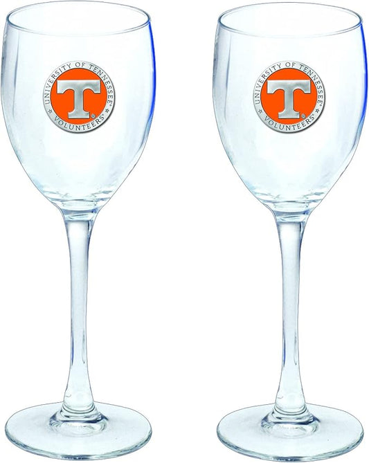 Heritage Pewter Tennessee Volunteers Glass Goblets – Set of 2 | 12 OZ Goblet Wine Glasses | Expertly Crafted Pewter Glass