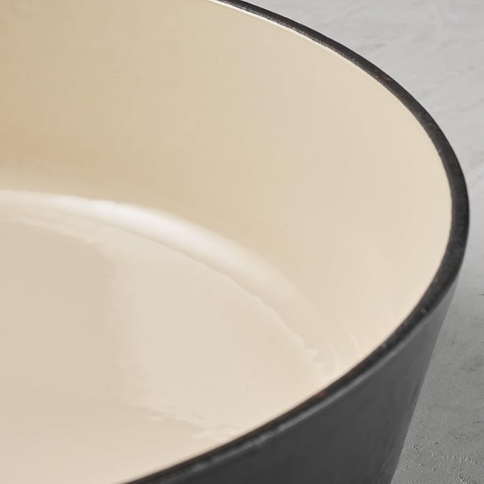 Tramontina Bestow Enameled Cast Iron Dutch Oven Pot with Lid, Round 5.5-quart, Smoke (Gold Knob)
