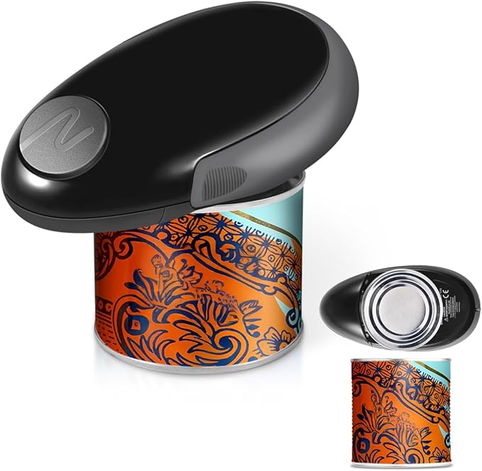 Electric Can Opener, Automatic Hands-Free Can Opener, Ergonomic Non-Slip Grip, Black