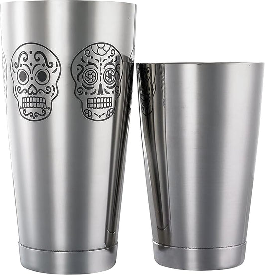 Barfly Skull Cocktail Shaker Tin Set (18 oz and 28 oz),Stainless Steel, Skull,M37009SKU