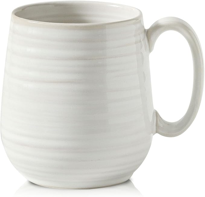 HASENSE Large Coffee Mug,20 oz Ceramic Tea Cup for Office and Home, Big Coffee Mug with Handle for Latte Coffee Tea Soup, Dishwasher and Microwave Safe, 1 PCS (Clay-Infused White)