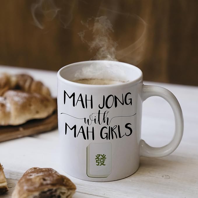 Mah Jong Gifts Mug, Mahjong Gifts for Women Coffee Cup Ceramic, Gift for Mahjong Players Lovers, Mah Jong Accessories Ceramic Coffee Tea Mug 11 oz