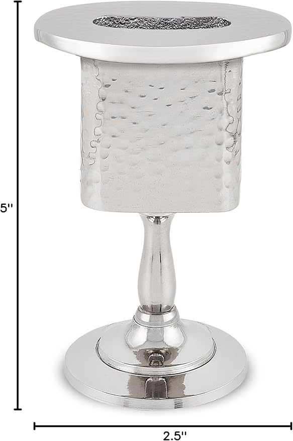 Zion Judaica Elegant Shabbos Havdalah Set Gift Boxed Hammered Metal High Polished Includes Kiddush Cup 5.5 oz Wine Goblet Tray Braided Havdualah Candle Holder Besamim Spice Box End of Shabbat Gift Set