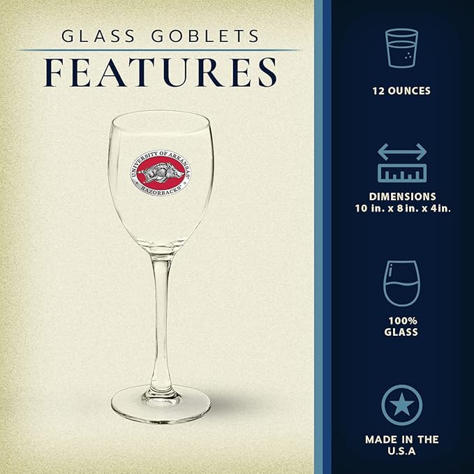 Heritage Pewter Arkansas Glass Goblets – Set of 2 | 12 OZ Goblet Wine Glasses | Expertly Crafted Pewter Glass