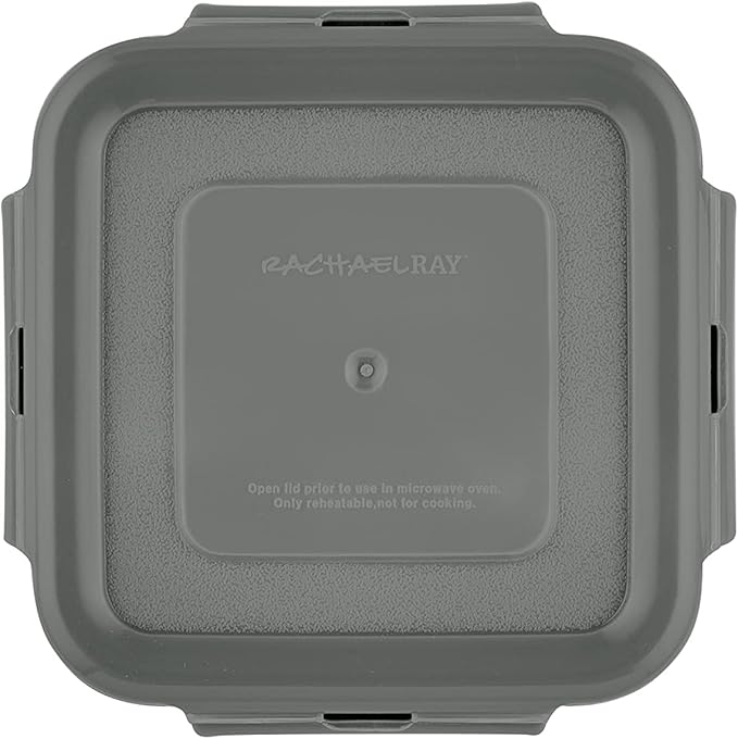 Rachael Ray Leak-Proof Nestable Container Food Storage Bin Set, 10-Piece Square, Gray Lid