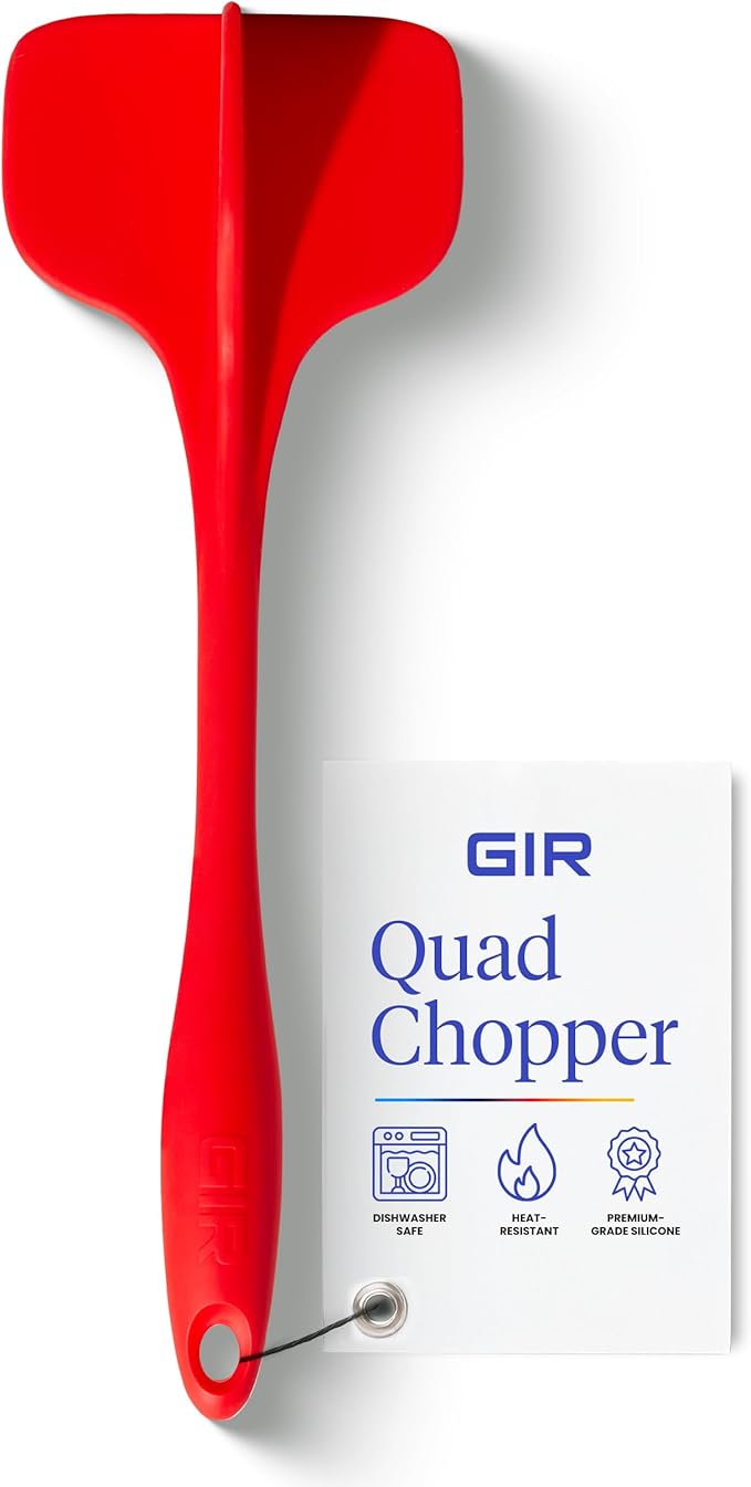 GIR: Get It Right Premium Silicone Quad Meat Chopper - 4 Blade Design - Kitchen Tools Meat Smasher for Ground beef, Potato Mash and Hamburger - Ultimate - 12 IN, Red