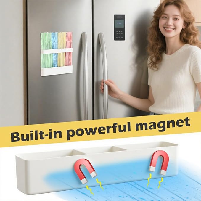 Magnetic Straw Holder – Detachable, Fits All Straws, Prevents Water Buildup (Cabinet/Fridge Use), Sticks to Metal Surfaces – Dividers for No Mess, Dry Straw Storage (White, Large)