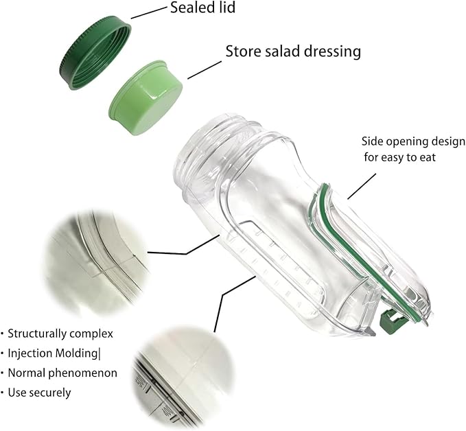 The Original Salad Pod,Original Mason Jar Side Open, Mason Jar, Jars With Lids Meal Prep,Suitable for Home, Outdoor and Travel (Salad Pod (2pcs))