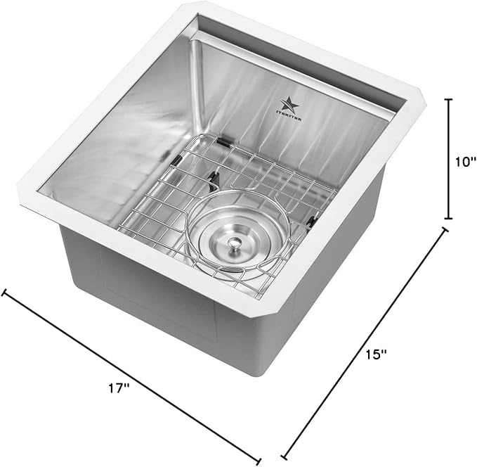 STARSTAR Workstation Ledge Undermount Single Bowl 304 Stainless Steel Kitchen Sink, With Grid, Cutting Board (15 x 17)