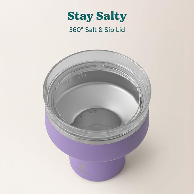 REDUCE Saltini 16 oz Cocktail Tumbler - Insulated Margarita Tumbler with Lid - Keeps Drinks Cold for 10 Hours - 360 Sippable Martini Glass Alternative - Shatterproof, Perfect for Parties-Purple Punch