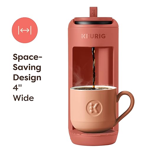 Keurig K-Mini Mate Single Serve Coffee Maker – Ultra-Compact 4” Width, Travel Mug Friendly, Ideal Holiday Gift for Small Spaces, Red Rocks