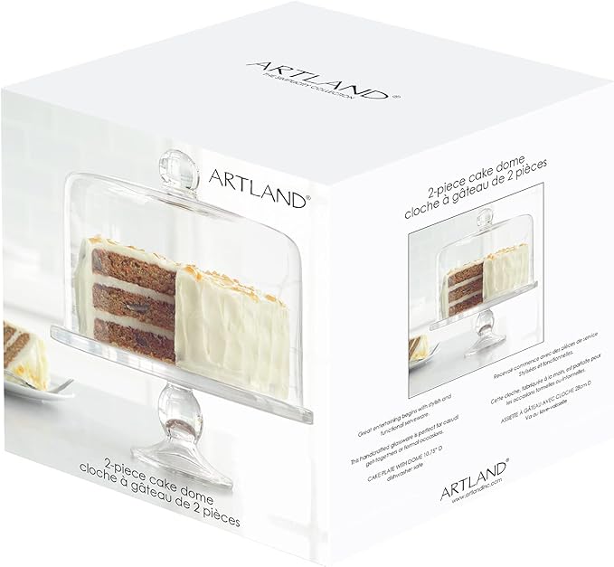 Artland Simplicity Cake Stand with Straight Sided Dome - Flawless Glass, Tall Cake Friendly, Secure Design, Elegant Craftsmanship, Gift Ready, Durable, Designed by Artland