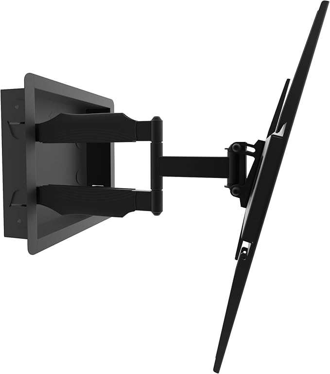 Kanto R300 Recessed In-Wall Full Motion Articulating TV Mount for 32-inch to 55-inch TVs | Ultra Low Profile | Swivel and Tilt Capable | Cable Management for Clean Setup | Black