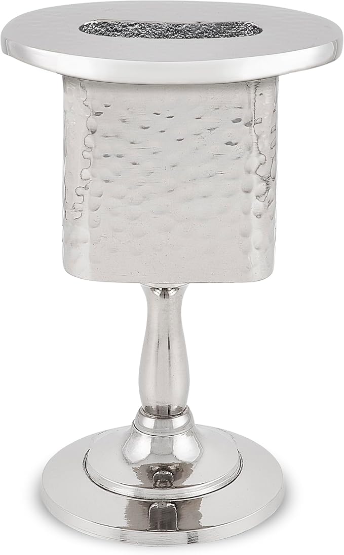 Zion Judaica Elegant Shabbos Havdalah Set Gift Boxed Hammered Metal High Polished Includes Kiddush Cup 5.5 oz Wine Goblet Tray Braided Havdualah Candle Holder Besamim Spice Box End of Shabbat Gift Set