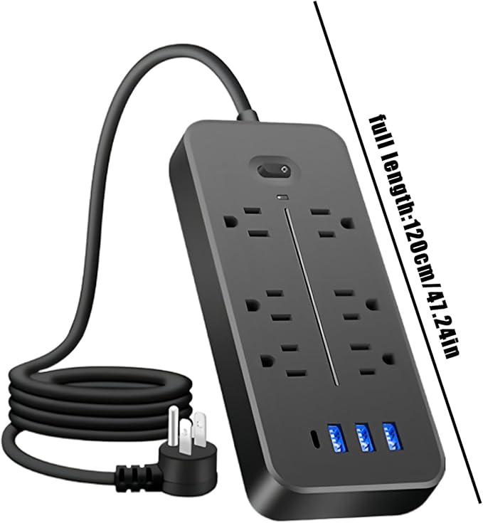 Socket Strips, Compact Design, Black, Surge Protector Outlet, MUL-ti Socket Plug, Easy Installation, for Home Bedroom Kitchen Living Room Dorm Refrigerator