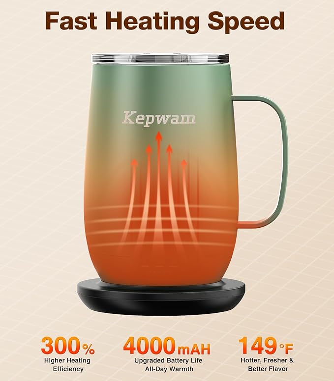 Heated Coffee Mug T2-Plus, 20oz Leading Large Capacity Self Heating Coffee Mug, Up to 8 Hrs Battery & Hot Up to 149℉, Smart Coffee Mug for Women, Men
