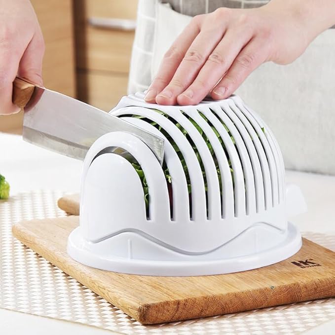 Dependable Industries inc. Essentials Quick Salad Maker Chopper Salad Cutter Bowl Swiftly Dice Fruits & Vegetables, BPA-Free Healthy Meals and Salads in Minutes Multi-functional (Yellow)