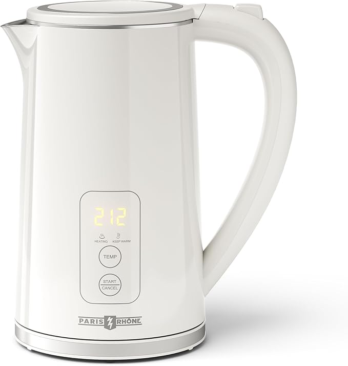 Electric Kettle Temperature Control, PARIS RHÔNE 1.7L Electric Kettle, 4H Keep Warm Water Boiler with 6 Presets, LED Screen Electric Kettles for Boiling Water, Boil-Dry Protection, BPA Free