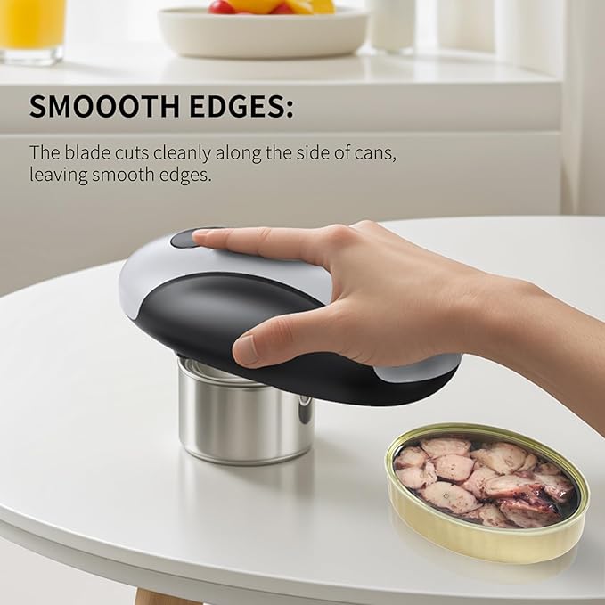 Electric Can Opener, One Touch Rechargeable Can Opener Electric with Smooth Edges Hand-free Automatic Can Opener for Almost Any Size Can, Ideal Kitchen Gadget for Seniors,Children and Arthritic