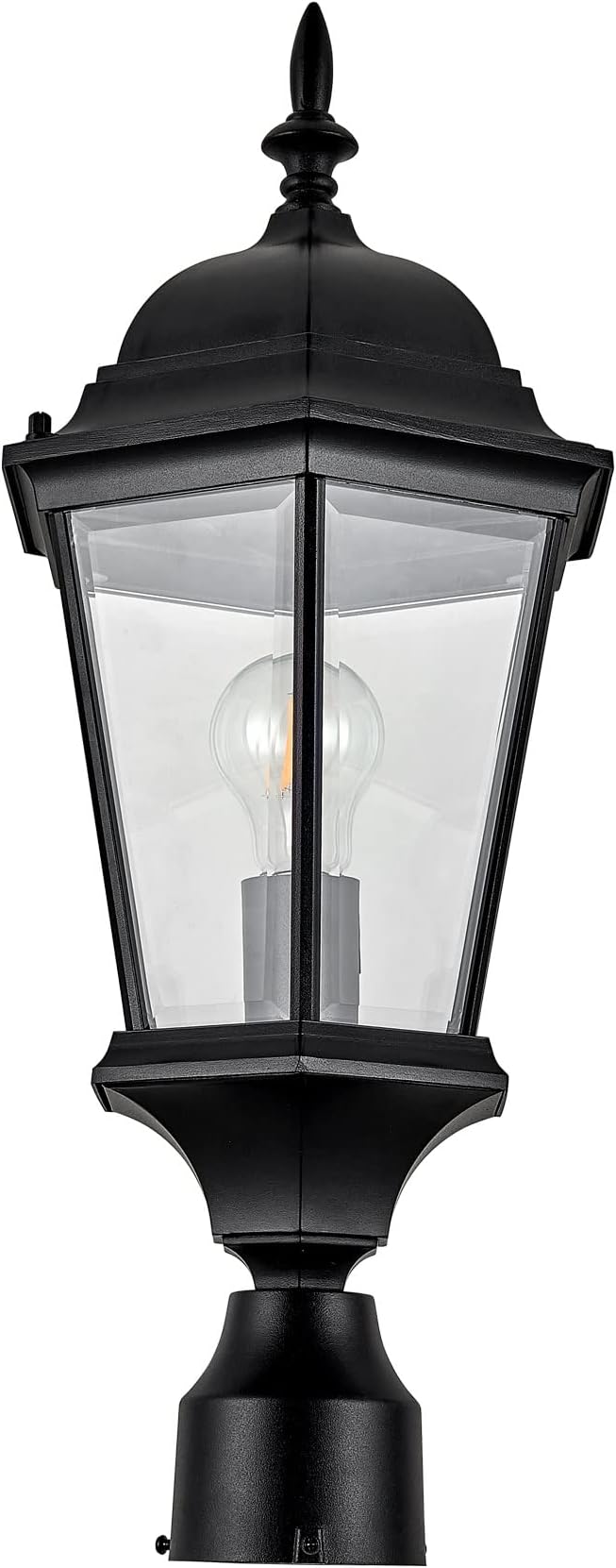 Oak Creek Outdoor Light and Pier Base Bundle – Traditional Clear Glass – for Driveways, Yards, Patios and Porches, Textured Black – Design House, 589861