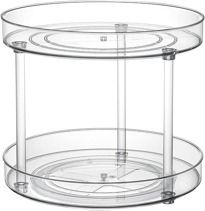 Clear Lazy Susan Turntable Organizer, Rotating Spice Rack Kitchen Pantry Organization and Storage, Medicine Cabinet Organizer, Cosmetic Makeup Organizer for Vanity, Perfume, Bathroom, Refrigerator