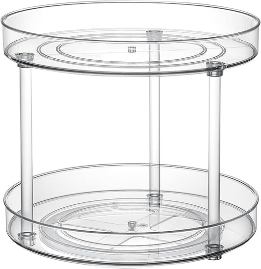 Clear Lazy Susan Turntable Organizer, Rotating Spice Rack Kitchen Pantry Organization and Storage, Medicine Cabinet Organizer, Cosmetic Makeup Organizer for Vanity, Perfume, Bathroom, Refrigerator