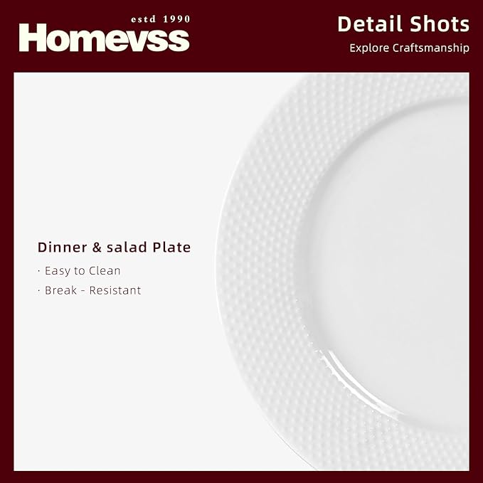 HomeVss, New Bone China Embossed Rain Drops 16pc Dinnerware Set