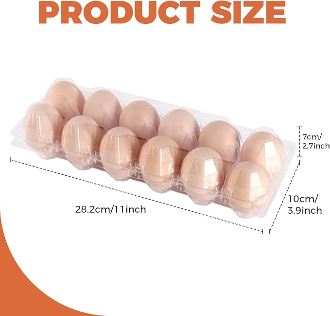 Haploon 120 Pcs Plastic Egg Cartons Cheap Bulk 12 Count Clear Empty Egg Cartons Reusable Egg Holder, 2x6 Grids Egg Trays for Refrigerator Use, Chicken Farming, Family Storage, Market Display