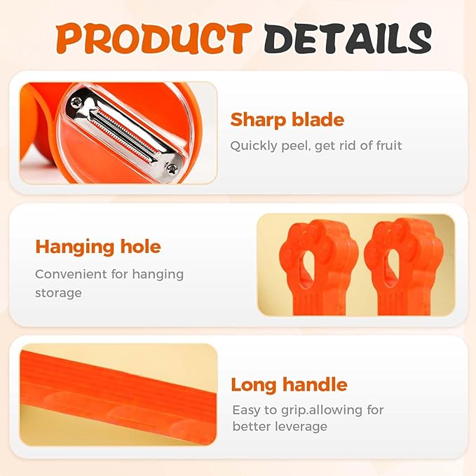 Peeling Knife With Storage Boxs, New with Box Storage Kitchen Special Fruit Peeler, Double sided Stainless Steel Peeler, Fruit Vegetable Peeler with Container (1PC Orange)