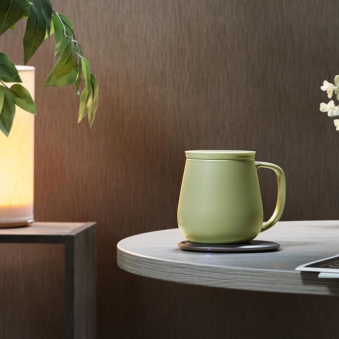 Ui+ Self-Heating Mug Set – Verde Green | 18 fl oz / 532 mL Ceramic Coffee & Tea Mug Set