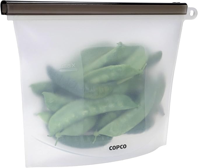 Copco Silicone Food Grade Reusable Storage Bag, Clear (Medium), Reduce Single-Use Plastic, Air-Tight, Leakproof, Dishwasher-Safe, Eco-friendly, 33.8 Ounce, Clear