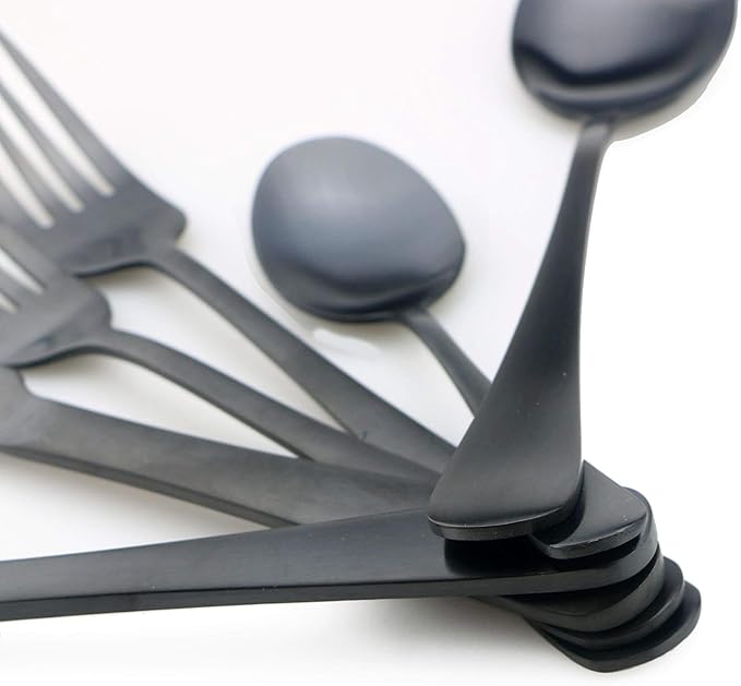 20-Piece Stainless Steel Flatware Set, Matte Finish Black, Service for 4