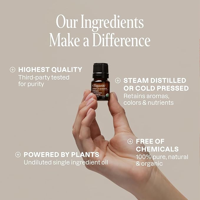 Cliganic Organic Lavender Essential Oil, 0.5oz - 100% Pure Natural Undiluted, for Aromatherapy Diffuser | Non-GMO Verified