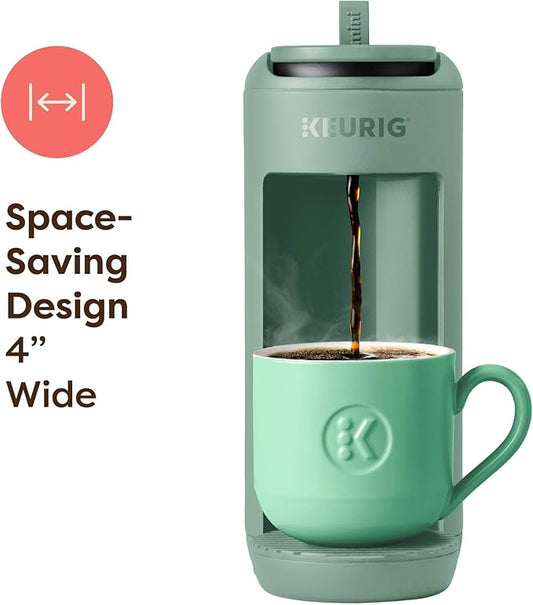 Keurig K-Mini Mate Single Serve Coffee Maker – Ultra-Compact 4” Width, Travel Mug Friendly, Ideal Holiday Gift for Small Spaces, Glamping Green