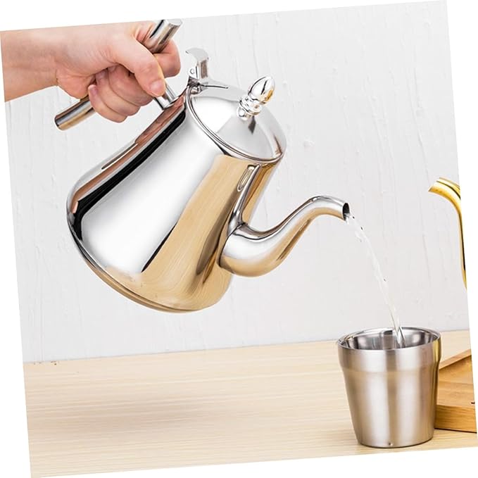 1L Stainless Steel Tea Kettle with Strainer Water Kettle for Home and Restaurant Use Stylish Glossy Finish and Ergonomic Handle