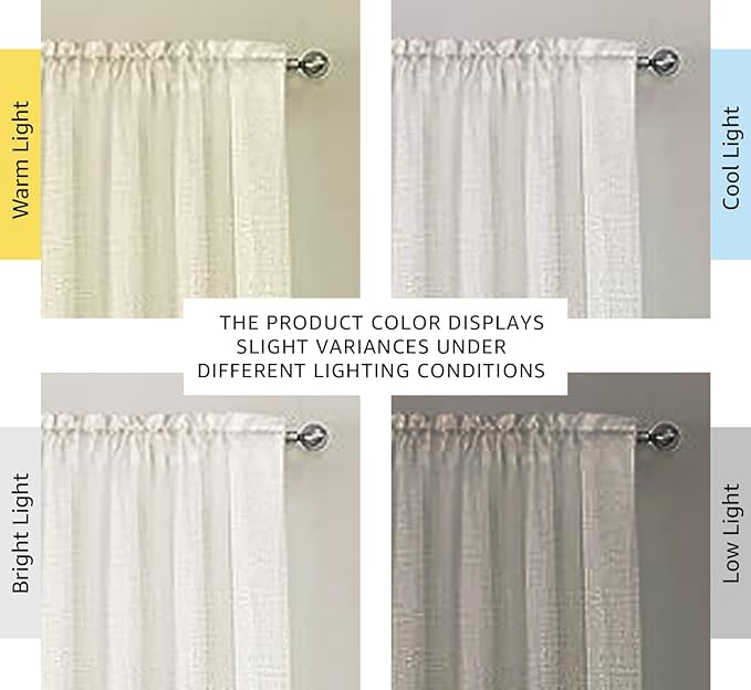 H.VERSAILTEX Curtains 96 Inches Long for Living Room 2 Panels Rod Pocket Soft Linen Draperies Light Weight Airy Semi Privacy Sheer Curtains for Bedroom 8 FT Tall, Heathered Natural
