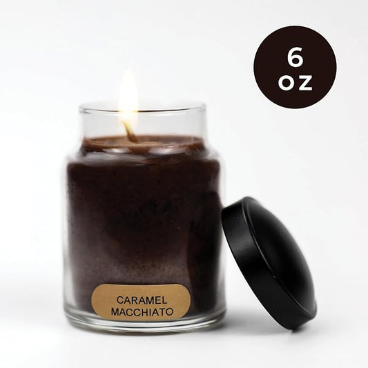 A Cheerful Giver - Caramel Macchiato Baby Scented Glass Jar Candle (6oz) with Lid & True to Life Fragrance Made in USA