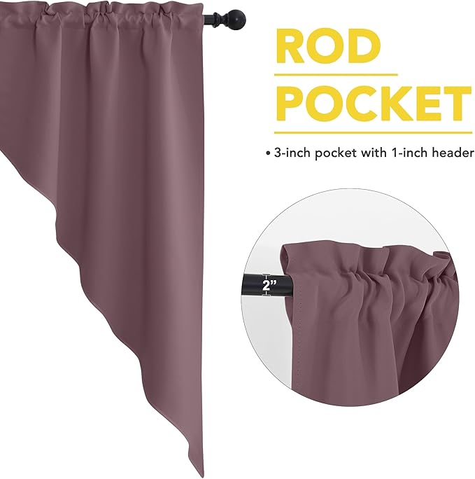 NICETOWN Swag Curtains for Living Room, Room Darkening Short Window Curtains for Kitchen Elegant Waterfall Curtain Shades for Kids Nursery Baby Room, 2 Panels, 36" x 63" x 18" per Panel, Dry Rose